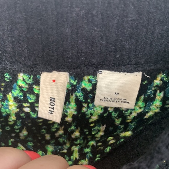 Anthropologie Moth Neon Pop Tweed Black Knit Fit & Flare Skirt size Medium - Picture 7 of 8